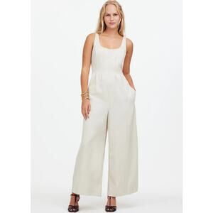 Madewell Wide-Leg Tank Jumpsuit in Drapey Twill muted stone Women's 14 Minimal